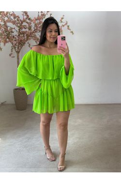 Saiaquinho Ombro à Ombro Crepe de Seda - VERDE - 6... - Madame Chérie
