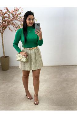 Saia Plissada Tricot - MESCLA - 63098 - Madame Chérie