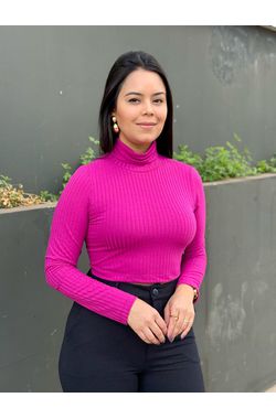 Cropped Gola Alta Canelado - FÚCSIA - 62418 - Madame Chérie