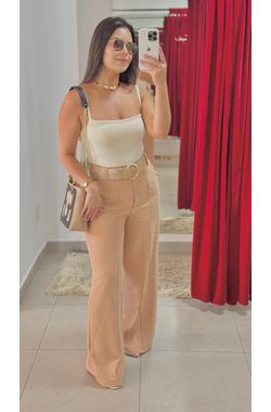 Pantalona Alfaiataria Viscolinho - NUDE - 63227 - Madame Chérie
