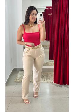 Calça Alfaiataria Zara Com Cinto - NUDE - 48545 - Madame Chérie