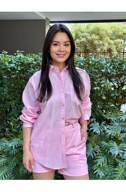 Conjunto Linho (Short+Camisa) - ROSA - 71673 - Madame Chérie