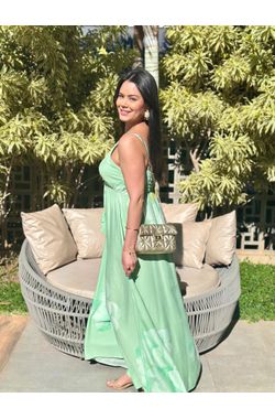 Vestido Longo Estampado - VERDE - 71420 - Madame Chérie