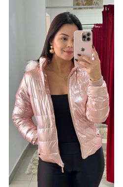 Jaqueta Puffer Metalizada - ROSA - 68536 - Madame Chérie