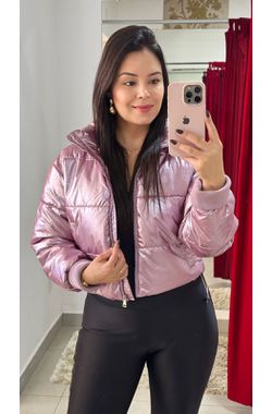 Jaqueta Puffer Metalizada - LAVANDA - 68536 - Madame Chérie