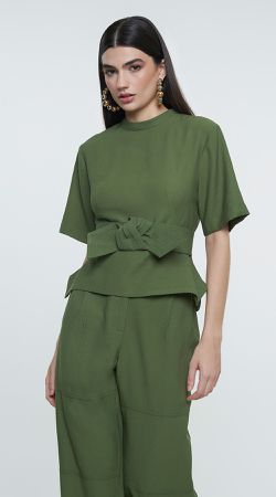 Blusa Peplum C/ Faixa Pespontada - LENITA