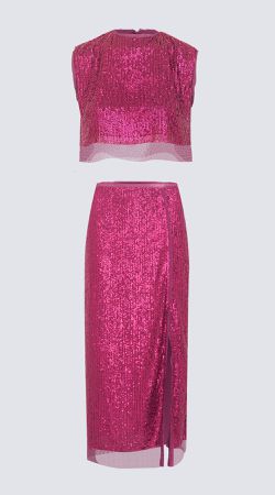 Conjunto Blusa Cropped C/ Saia Midi - LENITA