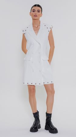 Vestido Blazer Sem Manga C/ Detalhe De Ilhós - LENITA