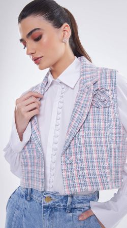 Casaqueto De Tweed Sem Manga - LENITA