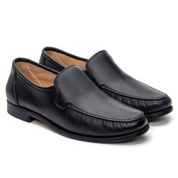 Clássico Mocassim Preto 066 Couro e Antiderrapante
