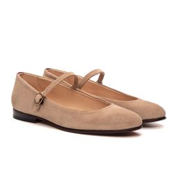 Sapatilha Feminina Domenica Couro Suede Aveia