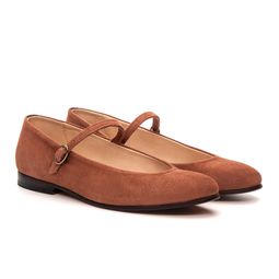 Sapatilha Feminina Domenica Couro Velour Honey