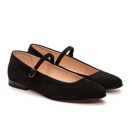 Sapatilha Feminina Domenica Couro Velour Preto