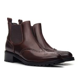 Bota Chelsea Feminina Gênova Castanho