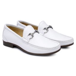 Mocassim Casual Branco GJ01 Solado De Borracha