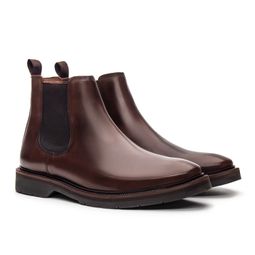 Bota Chelsea Montoro Masculina de Couro Castanho