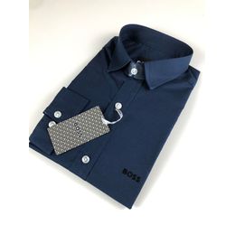 CAMISA SOCIAL BOSS AZUL MARINHO COM LOGO NA LATERA... - HOME ATACADO