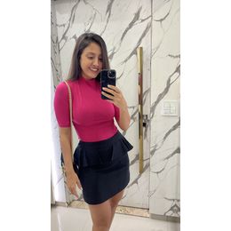 BLUSA CANELADA GOLA ALTA BASICA PINK - 0002750018 - LARA CASTRO CLOSET