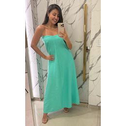 VESTIDO LONGO TOMARA QUE CAIA ZIPER TURQUESA - 000... - LARA CASTRO CLOSET