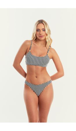 TOP SANTORINI JACQUARD PRETO E BRANCO E CALCINHA P...