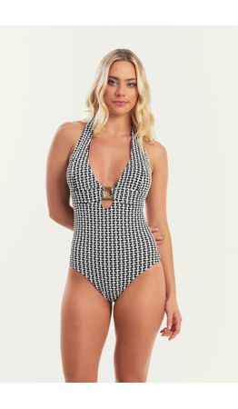 MAIÔ MALDIVAS JACQUARD PRETO E BRANCO - 262 - Cana Caju