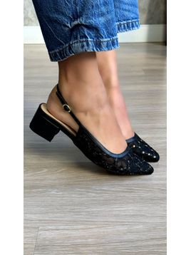 SCARPIN LARESSA BORDADO PRETO