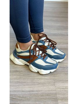 TÊNIS ALUZZA 9060 OFF, AZUL E MARROM