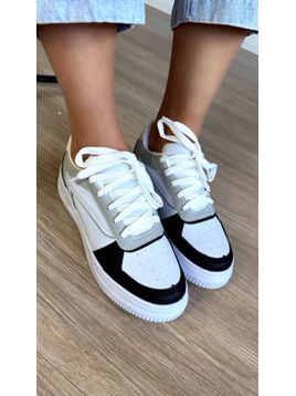 TÊNIS MICA BRANCO, CINZA E PRETO