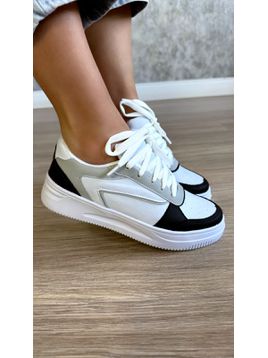 TÊNIS MICA BRANCO, CINZA E PRETO