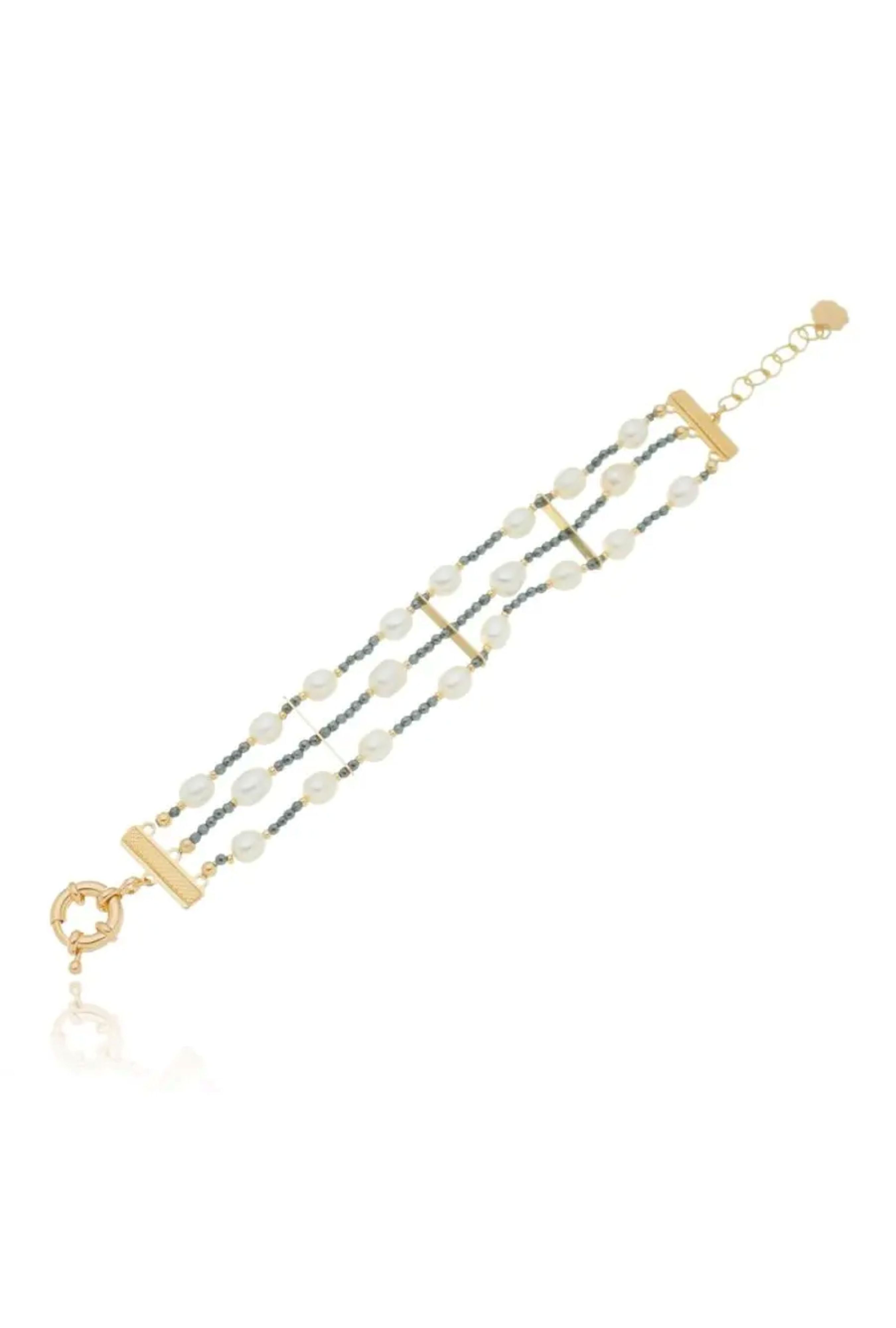Pulseira Hematita c/ Pérolas - LETOAH
