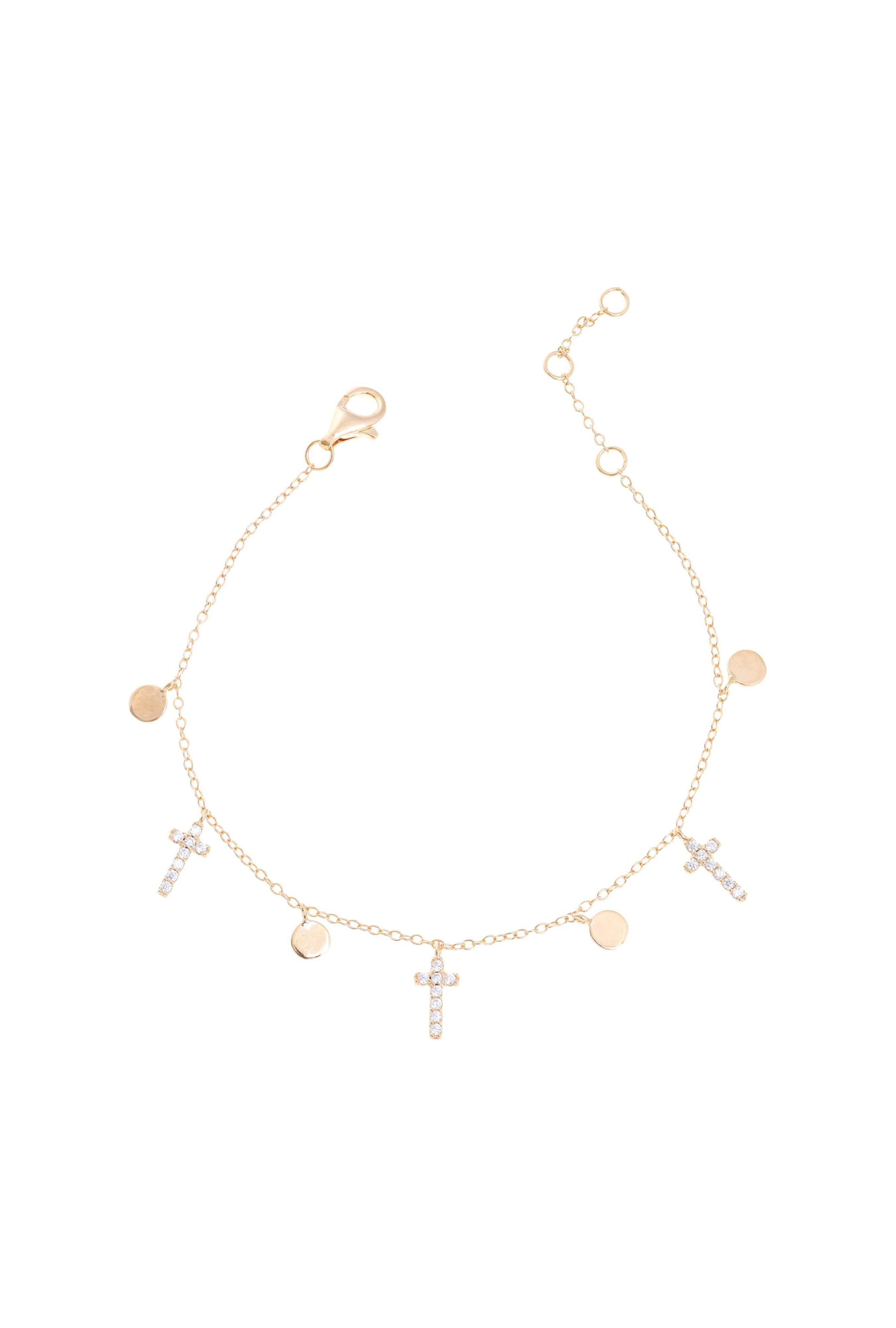 Pulseira Cruz Cravejada bolinhas chapadas - LETOAH