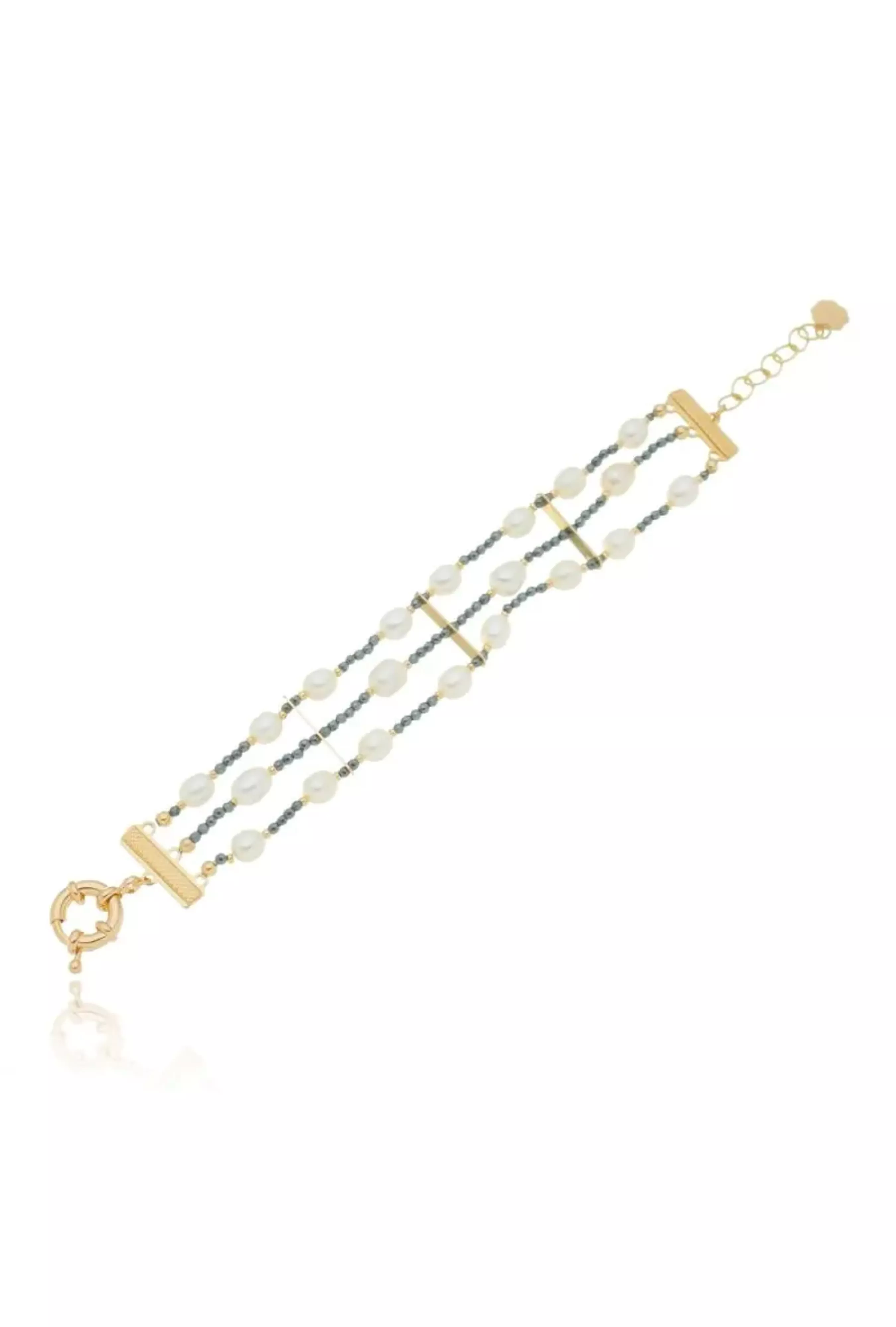Pulseira Hematita c/ Pérolas - LETOAH