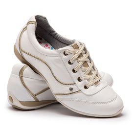 Tênis Feminino Alcalay - 0090 Branco/Dourado - CALÇADOS ALCALAY