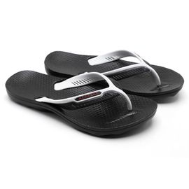 Chinelo Anatômico Alcalay Masculino - CH018 PRETO/TIRA PRETA/BRANCO - CALÇADOS ALCALAY