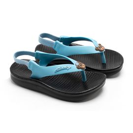 Chinelo Anatômico Alcalay Baby - CH026 Preto/Tira Azul com ursinho - CALÇADOS ALCALAY