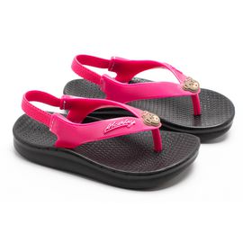 Chinelo Anatômico Alcalay Baby - CH026 PRETO/TIRA PINK COM URSINHO - CALÇADOS ALCALAY