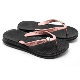 CHINELO ALCALAY FEMININO - CH028 PRETO/TIRA ROSE COM ENFEITE DOURADO - CALÇADOS ALCALAY