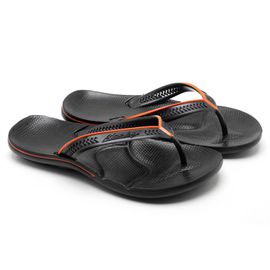 Chinelo Anatômico Alcalay Masculino - CH06 PRETO/TIRA PRETO/LARANJA - CALÇADOS ALCALAY