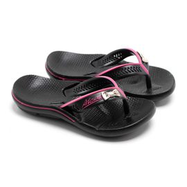 Chinelo Alcalay Anatômcio Infantil - CH06 PRETO/TIRA ROSA COM LAÇO (IN... - CALÇADOS ALCALAY