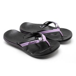 Chinelo Anatômico Alcalay Feminino - CH07 PRETO/TIRA LILÁS COM ENFEITE... - CALÇADOS ALCALAY