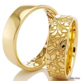Aliança de casamento e Noivado Jardim do Amor - ouro 18k - Helder Joalheiros 