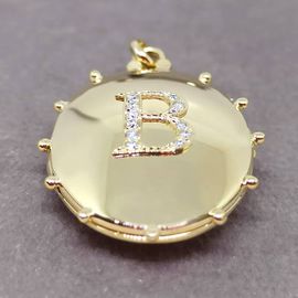 Pingente Relicário em Ouro 18k 750 com Bolinhas e 2 Letras com Diamantes - Helder Joalheiros 