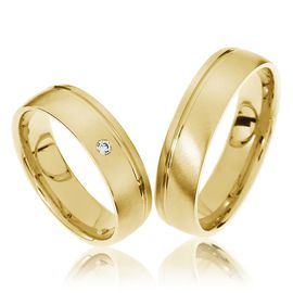 Aliança de Casamento - Par de Alianças Elegância Reta - Ouro 18k 750 - Helder Joalheiros