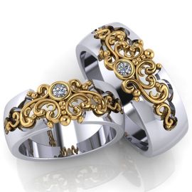 Aliança Eterno Arabesco Glamour Com Diamantes - Ouro 18k - Helder Joalheiros