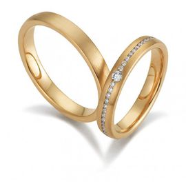Aliança de Casamento em Ouro 18k cravejada com Diamantes fosca - Helder Joalheiros