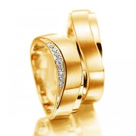 Aliança em Ouro 18k Fosca e Polida com Diamantes - Helder Joalheiros 