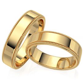 Aliança de Casamento Elegância em Ouro Pontilhado com Bolinhas em Ouro 18k Polido - Helder Joalheiros