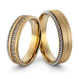 Aliança em Ouro 18k Trabalhada com Diamantes - Helder Joalheiros 