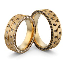 Aliança de Casamento em Ouro 18k com Diamantes Black - Helder Joalheiros 