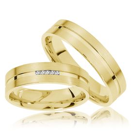 Aliança de Ouro - Casamento com Brilhantes Princess - Helder Joalheiros